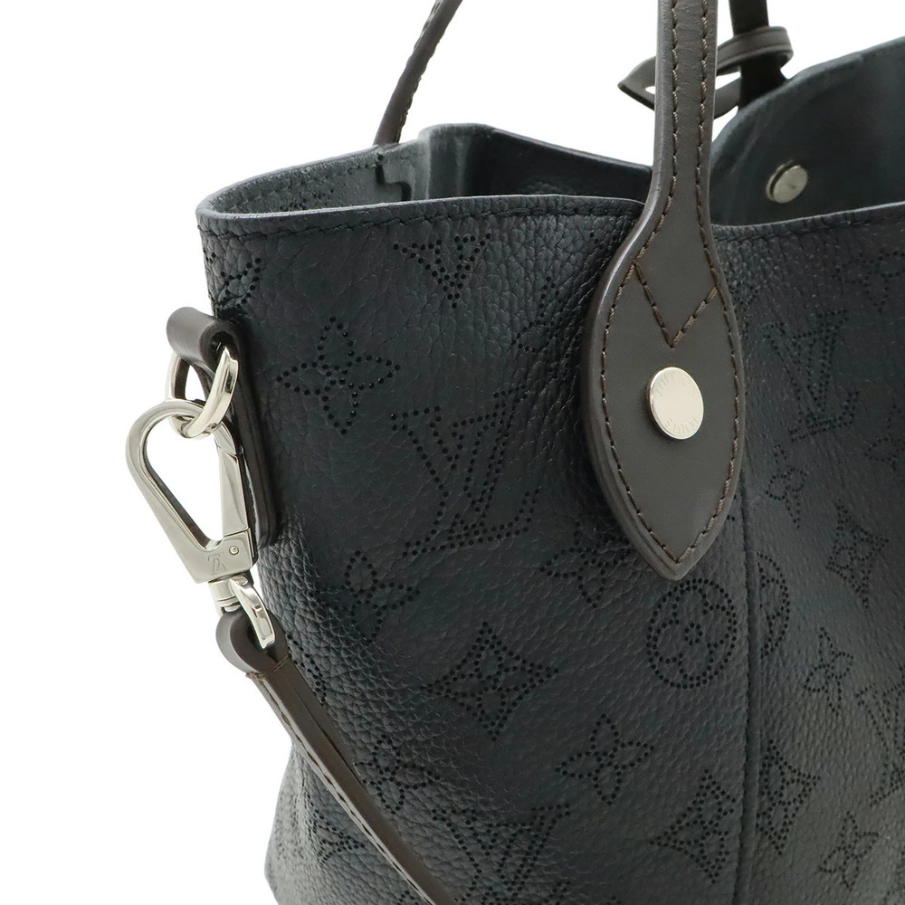 LOUIS VUITTON Monogram Mahina 2way Shoulder Bag Leather Noir Black Pouch - Picture 4 of 9